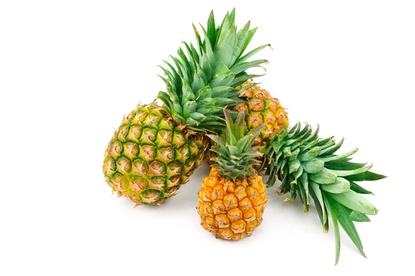 Set Van Ananas Geïsoleerd Een Witte Achtergrond Gezonde Voeding — Stockfoto