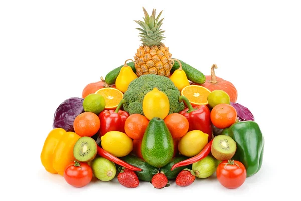 Owoce Warzywa Izolowane Białym Tle Zdrowa Żywność — Zdjęcie stockowe