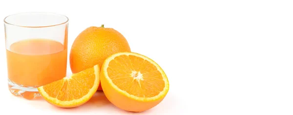 Jugo Naranja Fresco Con Frutas Aislado Sobre Fondo Blanco Comida — Foto de Stock