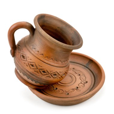 Seramik Kupa ve beyaz arka plan üzerinde izole fincan tabağı.