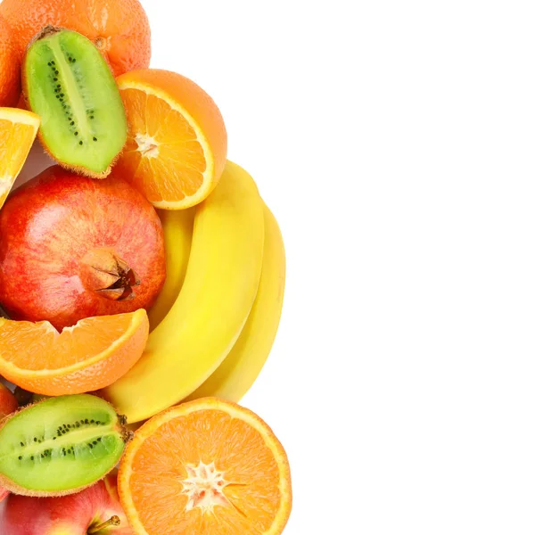 Conjunto Frutas Isoladas Sobre Fundo Branco Comida Saudável Espaço Livre — Fotografia de Stock