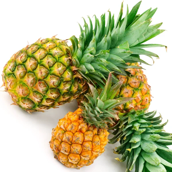 Set Van Ananas Geïsoleerd Een Witte Achtergrond Gezonde Voeding — Stockfoto