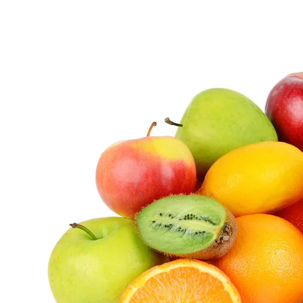 Conjunto Frutas Isoladas Sobre Fundo Branco Comida Saudável Espaço Livre — Fotografia de Stock