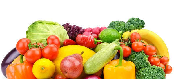 Φρούτα Και Λαχανικά Απομονωμένα Λευκό Φόντο Υγιεινή Τροφή Ευρεία Φωτογραφία — Φωτογραφία Αρχείου