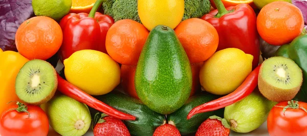收集新鲜水果和蔬菜的背景 . — 图库照片