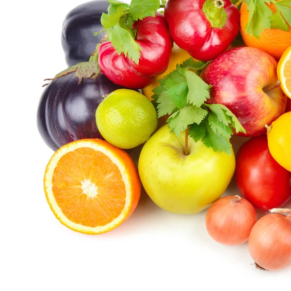 在白色背景下分离的水果和蔬菜. — 图库照片