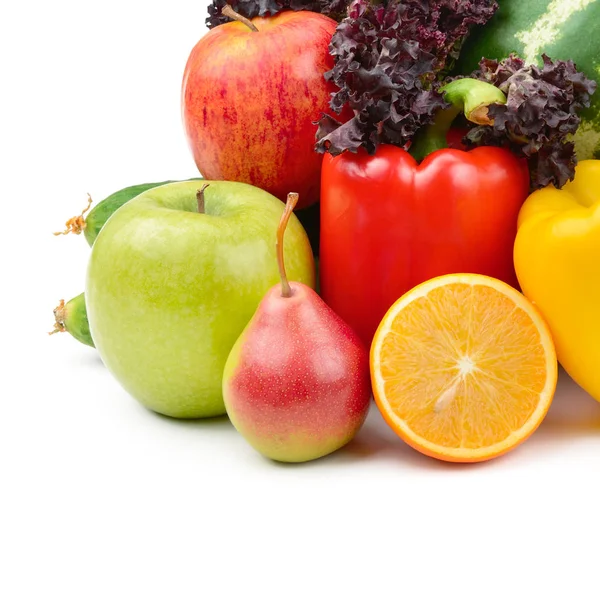 Fruits et légumes isolés sur fond blanc. — Photo