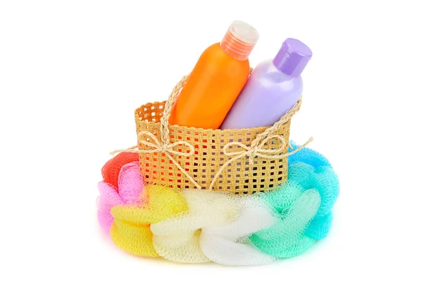 Bath care products isolated on white background. — Stock Photo, Image