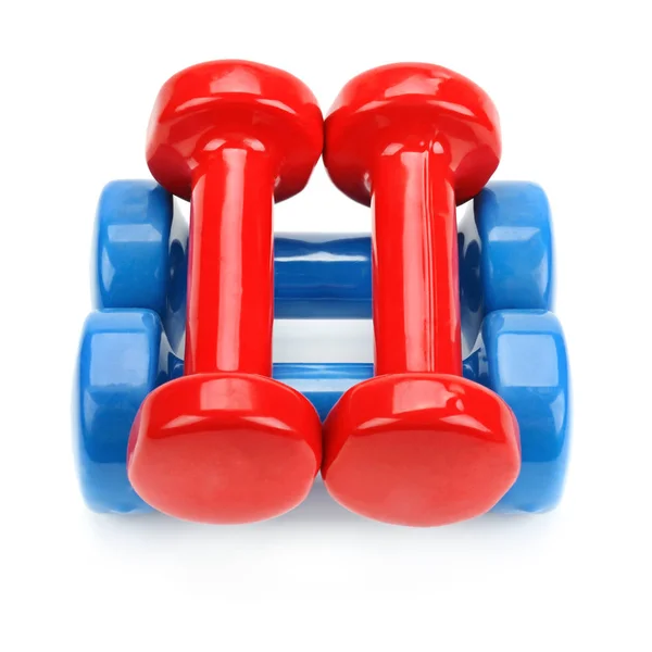 Beyaz arka planda izole dumbbells. Spor ekipmanları. — Stok fotoğraf