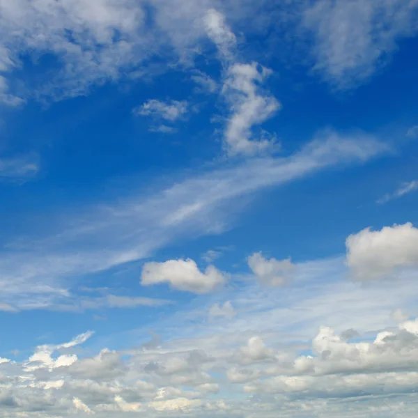 Modrá obloha a bílá Cumulus mraky — Stock fotografie