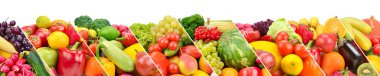Koleksiyon taze meyve ve sebzeler üzerinde beyaz backgro izole