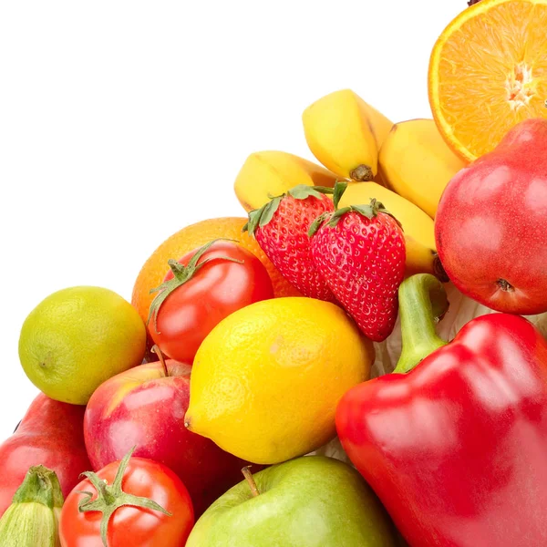 Groenten en fruit geïsoleerd op witte achtergrond. — Stockfoto