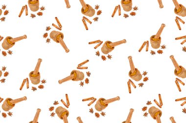 Harç, havaneli, tarçın ve yıldız anason ile dikişsiz desen