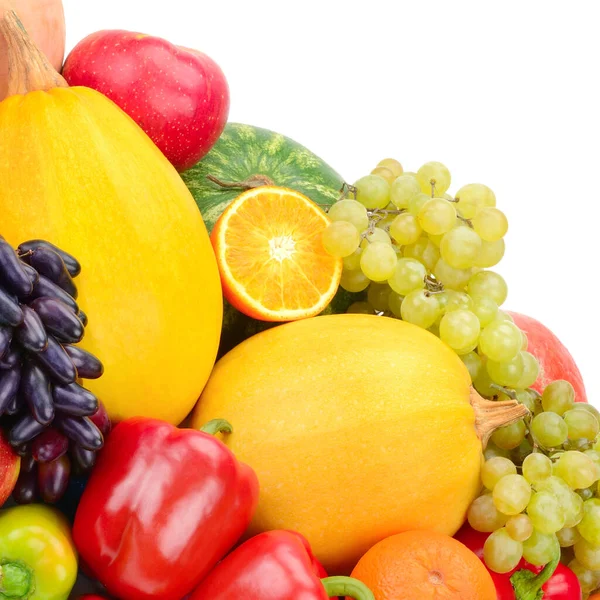 白色背景下隔离的一组蔬菜和水果 — 图库照片