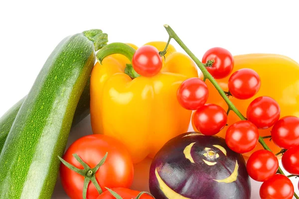 Conjunto Verduras Aisladas Sobre Fondo Blanco Alimento Saludable —  Fotos de Stock
