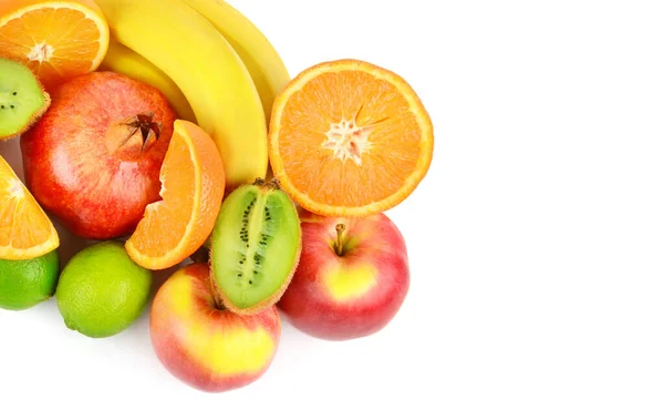 Conjunto Frutas Isoladas Sobre Fundo Branco Uma Sobremesa Saudável Espaço — Fotografia de Stock