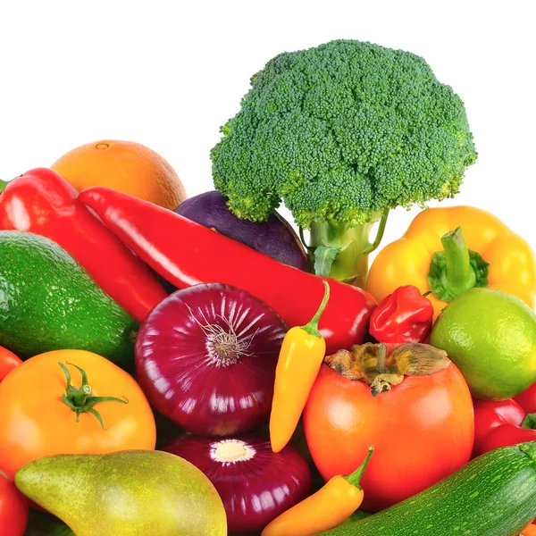 Frutas Verduras Aisladas Sobre Fondo Blanco Alimento Saludable — Foto de Stock