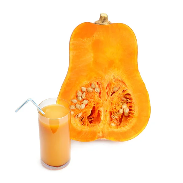 Fresh Pumpkin Juice Isolated White Background Fall Drink Concept Stock Image