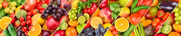 Panorama Sammlung Frisches Obst Und Gemüse Hintergrund Großes Foto — Stockfoto