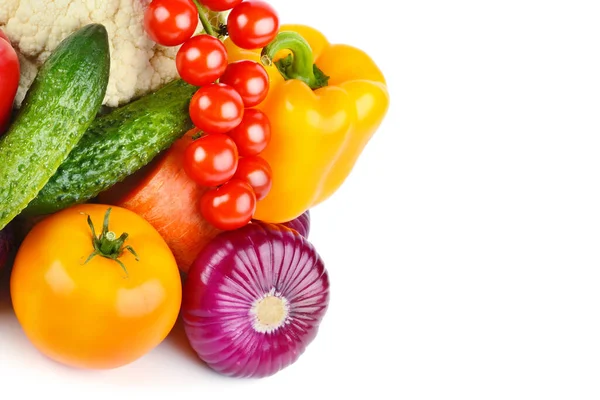 Sbírka Ovoce Zeleniny Izolované Bílém Pozadí Volné Místo Pro Text — Stock fotografie