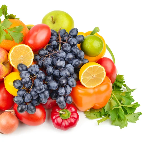 Sbírka Ovoce Zeleniny Izolované Bílém Pozadí — Stock fotografie