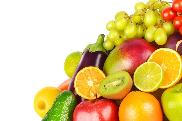 Conjunto Verduras Frutas Aisladas Sobre Fondo Blanco Espacio Libre Para — Foto de Stock