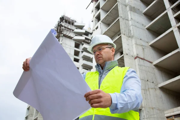 Engineer Working Building Sit — Stock Photo, Image