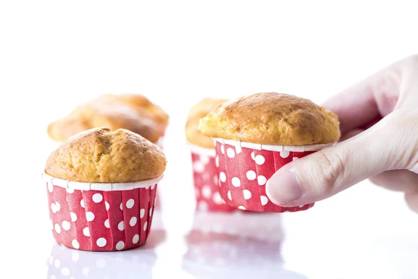 Homemade cupcakes on a white background, close up, isolated, food photography