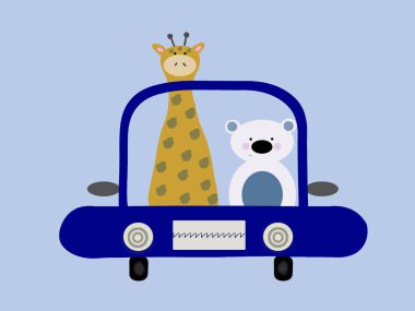 Arabadaki sevimli hayvanlar Çizgi film Arkaplanı