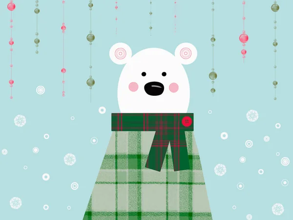 Carino Natale Orso Illustrazione Sfondo — Foto Stock