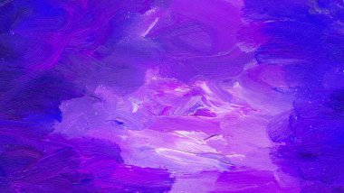 Yağlı boya. Kaba dokulu fırça darbeleri, temiz mavi arka plan. Ay ışığı ile gece gökyüzü.