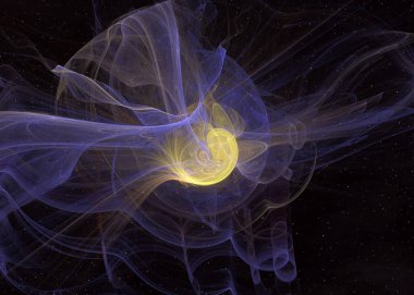 Abstrct dijital sanat. Evren ve evrenin tema. Yıldızlı alanı arka planı yıldızlararası uzayda yaşamın kökeni. Fraktal grafik teknolojileri.