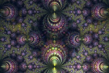 Abstrct dijital sanat. Güzel küresel fraktal desen. Kabukları metalden yapılmış. Fraktal grafik teknolojileri.