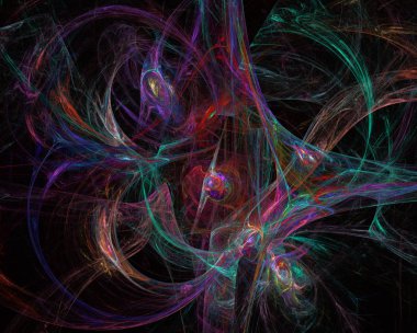 Abstrct dijital sanat. Evren ve evrenin tema. Güzel fantastik bulutsu plazma filamentler uzayın karanlık bir arka plan ile. Fraktal grafik teknolojileri.