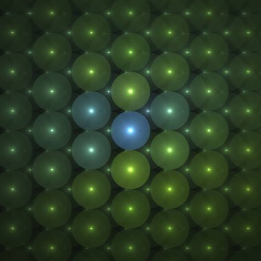 Abstrct arka plan. Parlayan hava balonları, simetrik desen. Dijital sanat. Fraktal grafik teknolojileri.