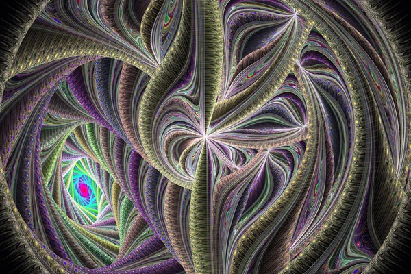 Abstrct Dijital Sanat Güzel Spiral Çiçek Desenli Fraktal Grafik Işleme — Stok fotoğraf