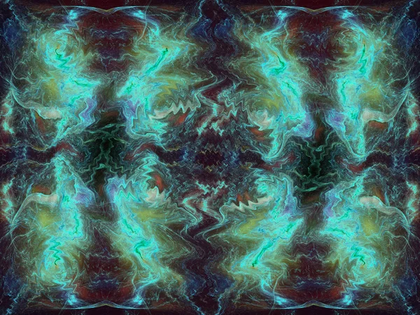 Abstrct Background. The theme of the cosmos and the universe. Symmetrical pattern. Digital Art. Technologies of fractal graphics.