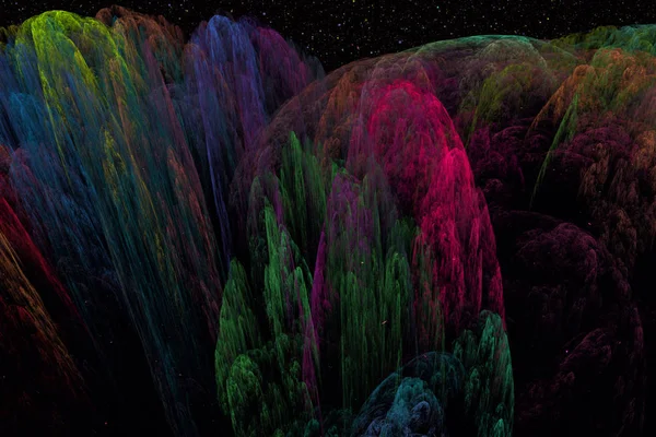 Абстрактная Цифровая Работа Шаблоны Природы Ночной Горный Пейзаж Звездным Небом — стоковое фото