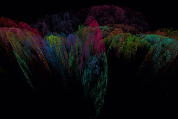 Абстрактная Цифровая Работа Шаблоны Природы Сюрреалистический Ночной Горный Ландшафт Вид — стоковое фото