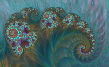 Soyut Dijital sanat. Doğa desenleri. Mücevherleri ve deniz kabuklarını tema. Fraktal grafik teknolojileri.