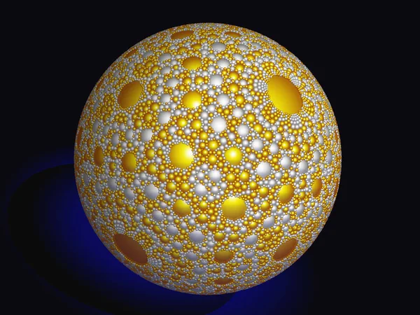 Una Bella Sfera Magica Con Uno Schema Sferico Superficie Dorata — Foto Stock