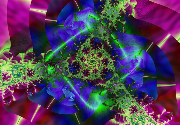 Абстрактный Цветочный Узор Спиральная Структура Яркие Цвета Светящаяся Текстура Цифровое — стоковое фото