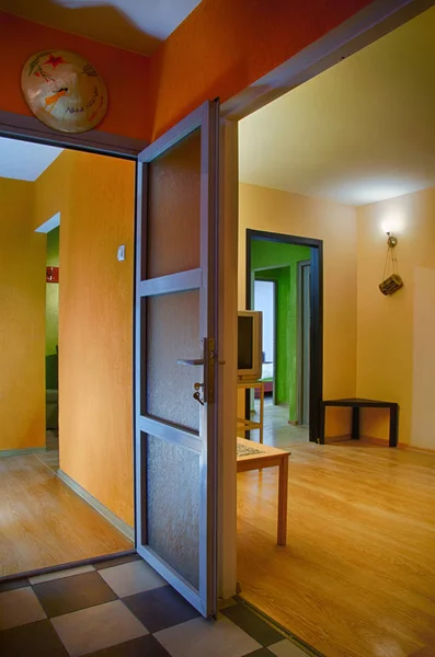 Apartment Interior Evening Light Interesting Room Perspective — Stock Photo, Image