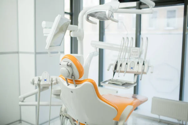 Poltrona Odontologia Outros Equipamentos Necessários Para Check Dental Tratamento — Fotografia de Stock