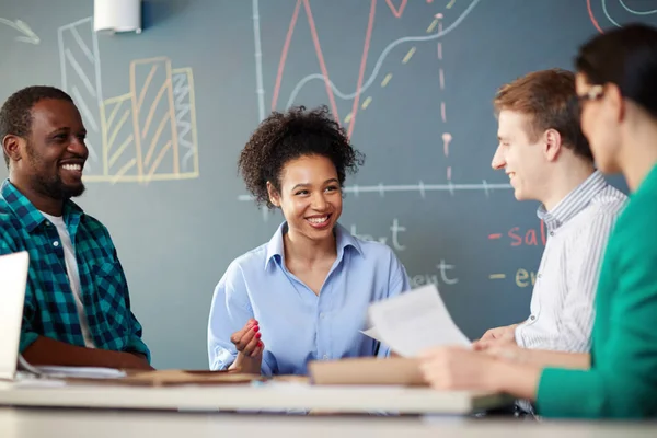 Happy Casual Business People Sitting Meeting Planning Together — Stock Photo, Image