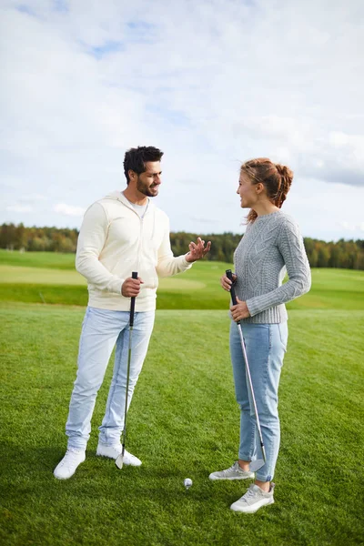 Young Trainer Talking Active Girl While Explaining Her Rules Successful — Stock Photo, Image