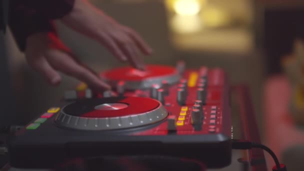 Close Shot Unrecognizable Man Turning Knobs Controller — Stock Video