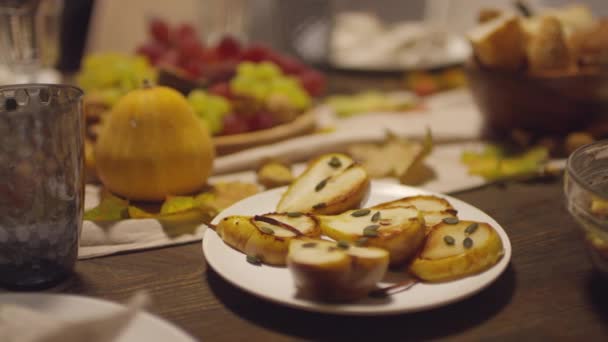 Close Łuk Nie Ludzie Strzał Pyszny Posiłek Piękne Dekoracje Przygotowane — Wideo stockowe