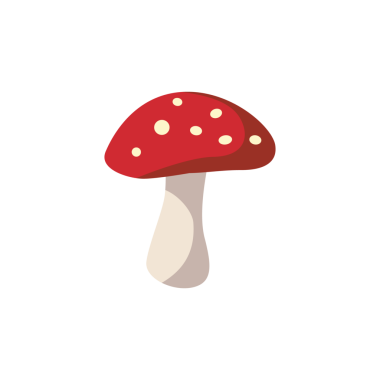 Beyaz arkaplan, vektör grafiği üzerinde çizgi film stilinde agarik uç.