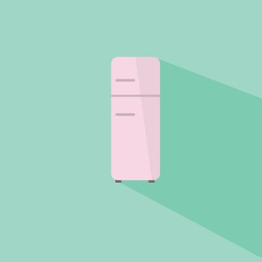 Retro buzdolabı simgesi. Retro buzdolabı vektör simgesi web tasarımı için düz çizimi